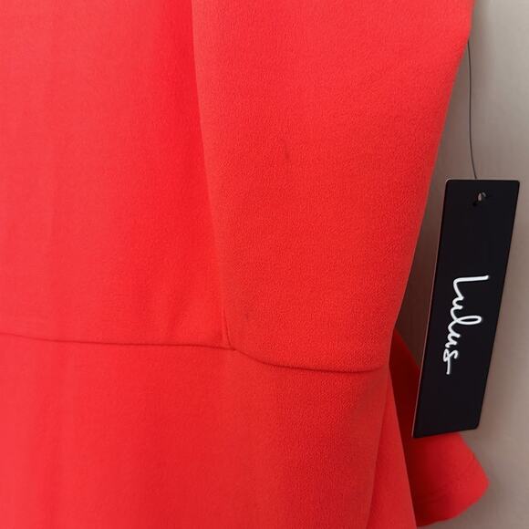Lulus Great Things Ruffled Bodycon Coral Red Dress Size XL - Picture 4 of 11